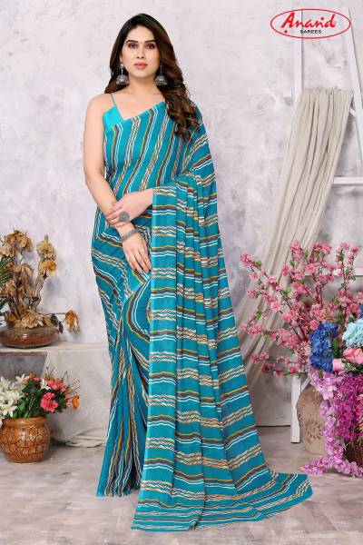 Anand Sarees Striped, Printed Daily Wear Georgette Saree