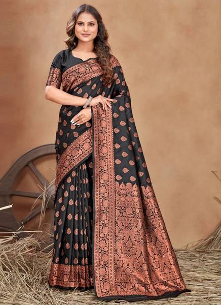 AVANTIKA FASHION Woven Kanjivaram Pure Silk, Art Silk Saree