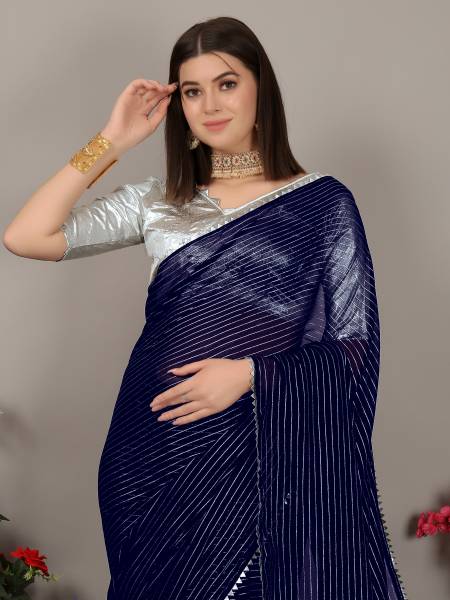 Parmila Fashion Striped Bhagalpuri Georgette Saree
