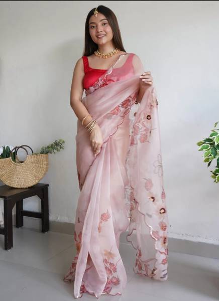 Orus Printed, Embroidered Bollywood Organza Saree