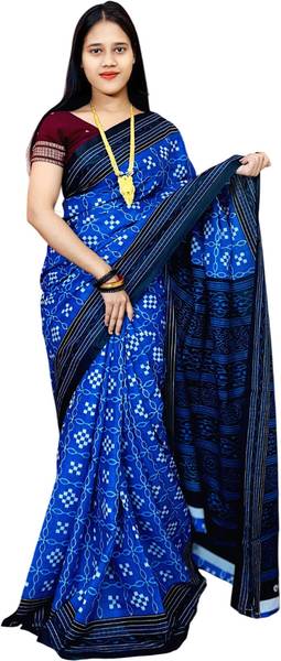 ARTFULTHREADS Printed Sambalpuri Pure Cotton Saree