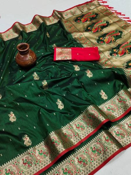 Upalksh Woven Banarasi Cotton Silk, Jacquard Saree