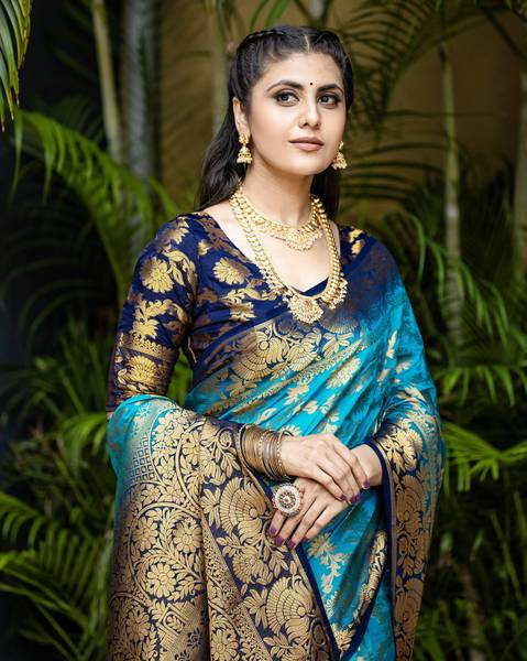 sarify creation Floral Print Kanjivaram Cotton Silk Saree