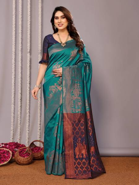 AVANTIKA FASHION Woven Kanjivaram Pure Silk, Art Silk Saree