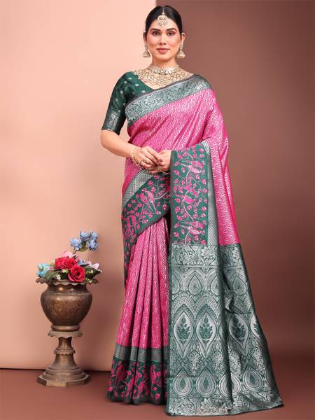 Vichitra Woven Banarasi Silk Blend, Jacquard Saree