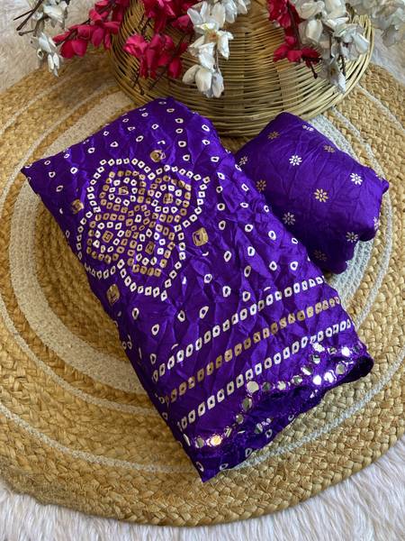VD PRINTS Printed Bandhani Silk Blend Saree