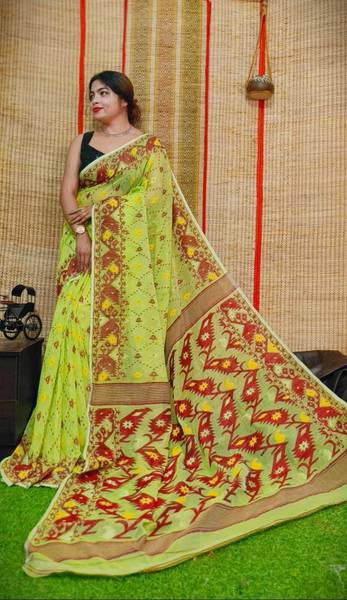 Mandalsaree Printed Jamdani Cotton Silk Saree