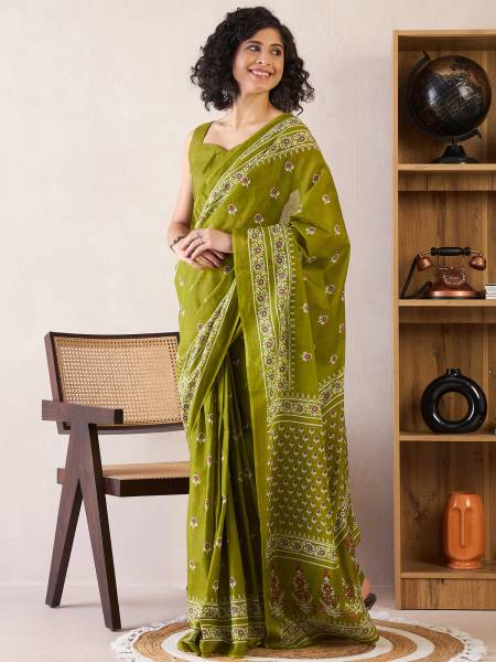 Sareemall Printed Daily Wear Pure Cotton Saree