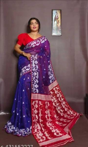 binita Self Design Jamdani Cotton Silk Saree