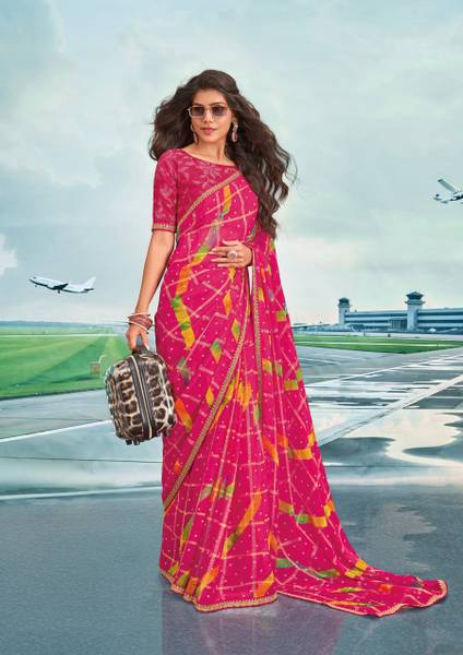 Laxmipati sarees Printed Saree with Attached Blouse Chiffon Saree