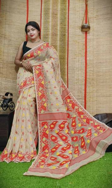 Mandalsaree Printed Jamdani Cotton Silk Saree