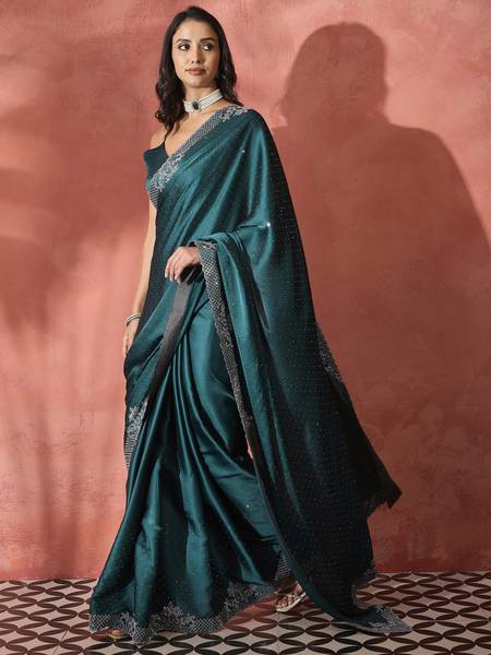 Sareemall Embellished Bollywood Satin Saree