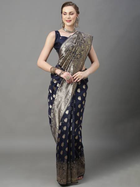 Sareemall Woven Banarasi Cotton Silk Saree