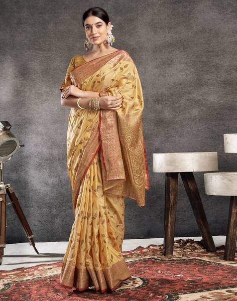 Samah Woven, Embellished, Self Design Patola Silk Blend Saree