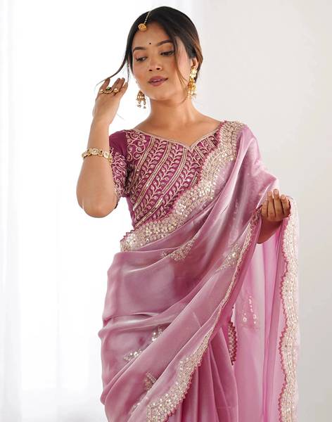 Samah Embellished, Embroidered Bollywood Organza Saree