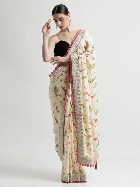 Jaipur Kurti Printed Bollywood Satin Saree
