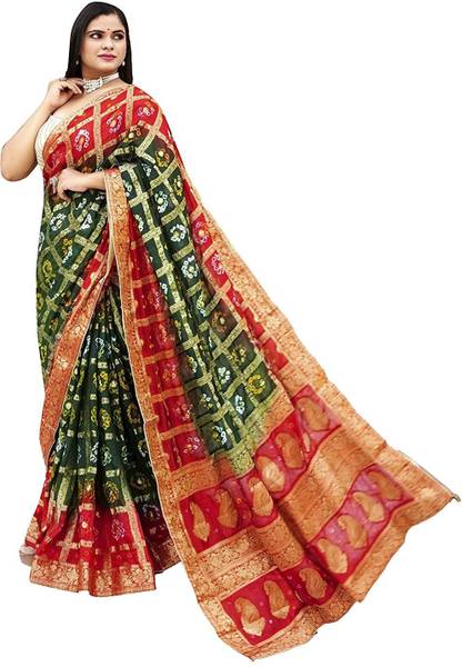 neelghar Woven Bandhani Art Silk Saree