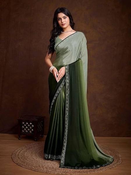 ddfox Self Design, Solid/Plain Handloom Chiffon Saree