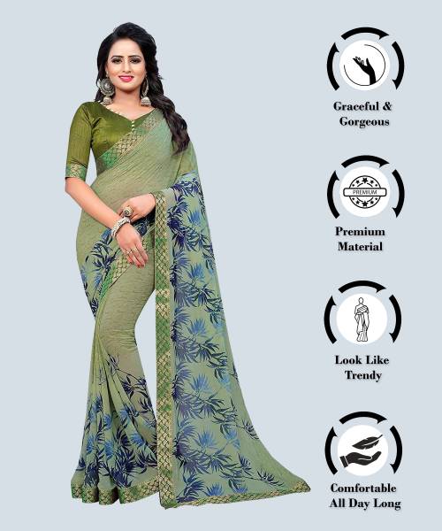 RUKHA FAB Floral Print Daily Wear Georgette Saree