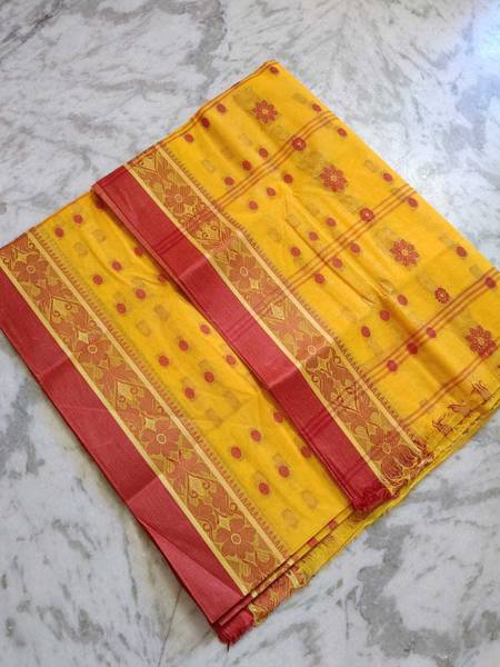 Self Design Tant Pure Cotton Saree