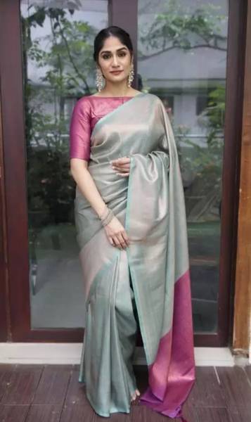 shivdarshan creation Woven Kanjivaram Pure Silk, Art Silk Saree