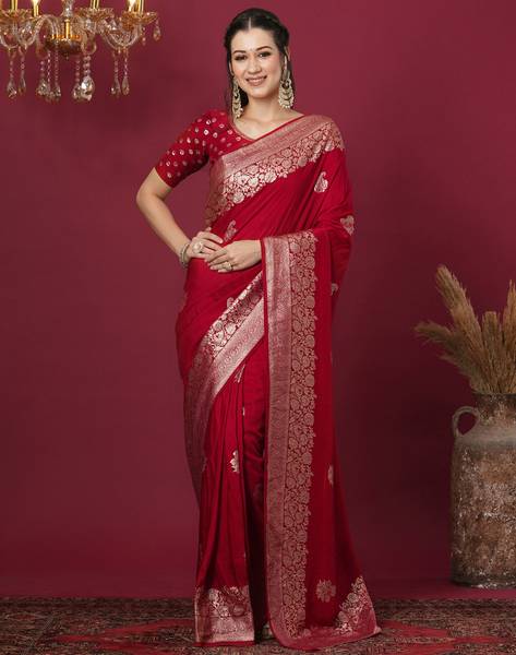 SIRIL Woven, Embellished Banarasi Silk Blend, Cotton Blend Saree