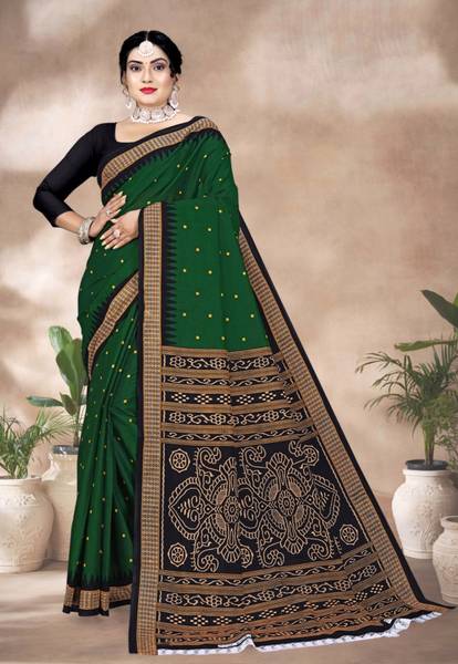 ETHNIC ODISHA HANDLOOM Printed Sambalpuri Pure Cotton Saree