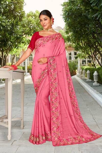Laxmipati sarees Embroidered Saree with Attached Blouse Chiffon Saree