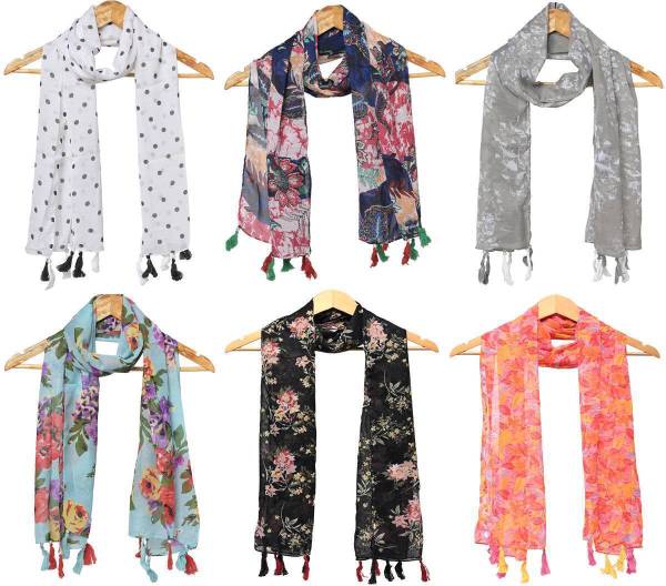 RiddleNeedle Floral Print Chiffon Women Scarf, Fancy Scarf, Stole