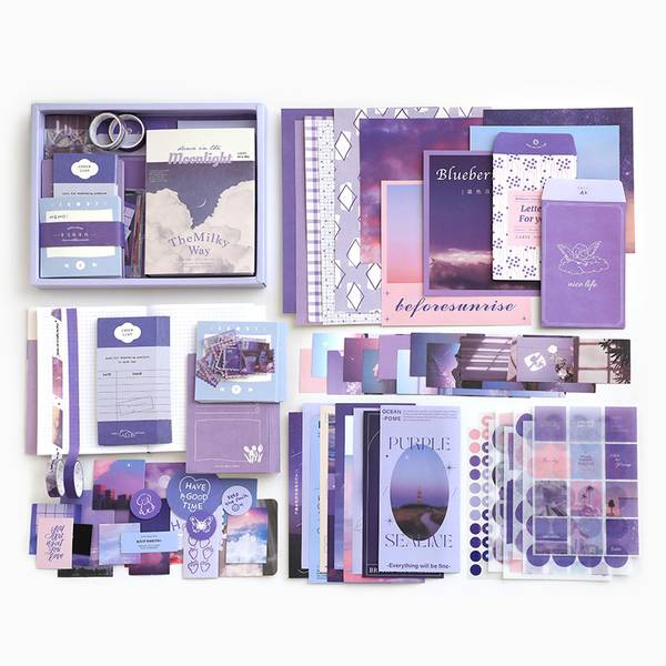 Peculiar Junk Journal & Scrapbook Kit With Purple A6 Notebook, Stickers, DIY Set Theme, Scrapbook Kit