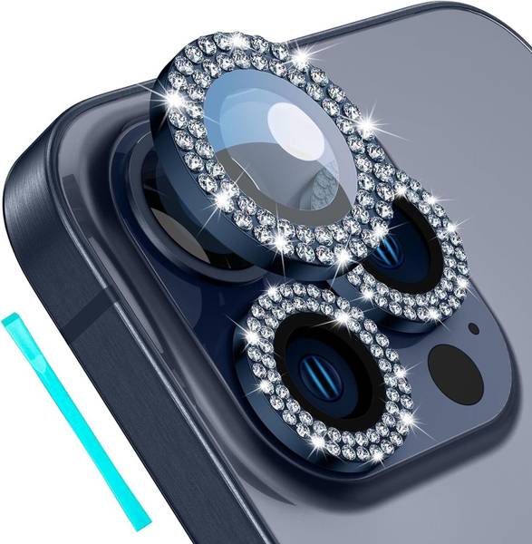prozzile Camera Lens Protector for Iphone 15 Pro, Iphone 15 Pro Max, Premium Quality Bling Tempered Glass Screen Protection Camera Cover Diamond Metal...