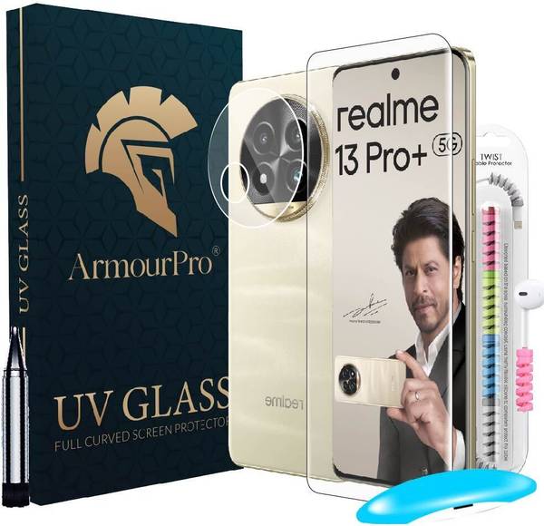 ArmourPro Edge To Edge Tempered Glass for Realme 13 Pro Plus 5G, Realme 13 Pro + 5G, Realme 13 Pro 5G, 1 UV Glue Tempered Glass, 1 Cable Protector and...