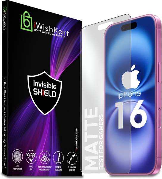 iWishKart Edge To Edge Tempered Glass for Apple iPhone 16, Matte / Mat, i phone 16 / iphone16, Military grade Matte / Mat Edge to Edge Premium gorilla...
