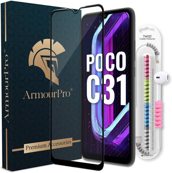 ArmourPro Edge To Edge Tempered Glass for Poco C31, Poco M2, Redmi 9A, Redmi 9i, Redmi 9, Poco C3,, Realme C11, Realme C12, Realme C15, Realme C3, Rea...