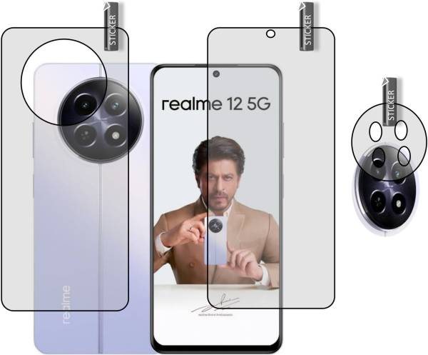 RAOSHIELD Front and Back Tempered Glass for realme 12 5G, (Flexible), realme 12, with camera lens protector