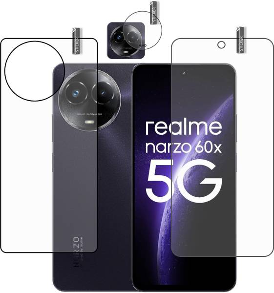 BOMGUARD Front and Back Tempered Glass for REALME NARZO 60X 5G with camera lens protector