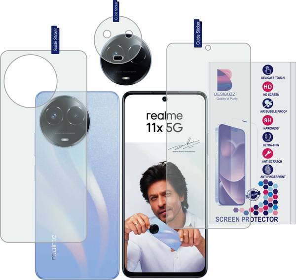 DESIBUZZ Front and Back Tempered Glass for realme 11x 5G, (Flexible), realme 11x 5G camera lens