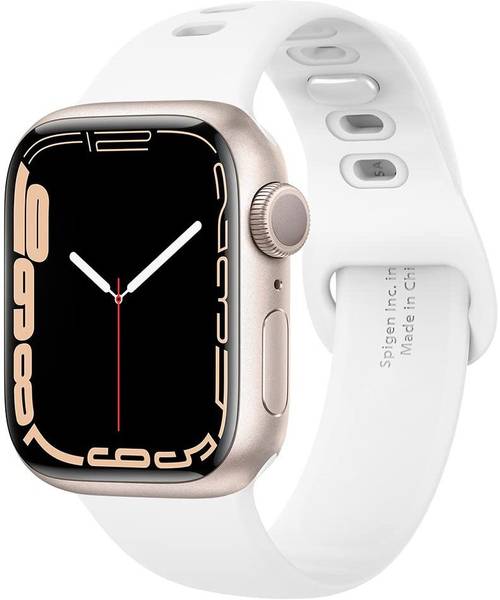 Spigen Silicone Fit Band Strap Compatible with Apple Watch (42mm | 44mm) Series 6 | SE | 5 | 4 | 3 | 2 | 1 - White