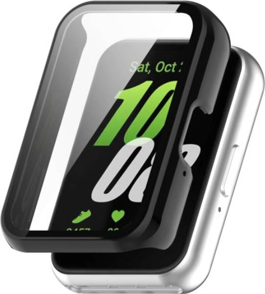 KAZUKI Screen Guard for Samsung Galaxy Fit 3 SM-R390 PC + Tempered Glass Film Integrated Watch Protective Case (Black)