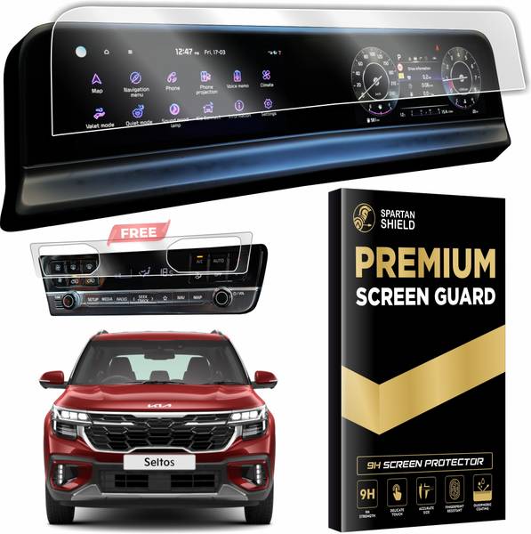 spartan shield Screen Guard for Kia Seltos 2023 Facelift | HTX | HTX Plus | GTX Plus | X Line | Infotainment System Protector | Car TouchScreen Displa...