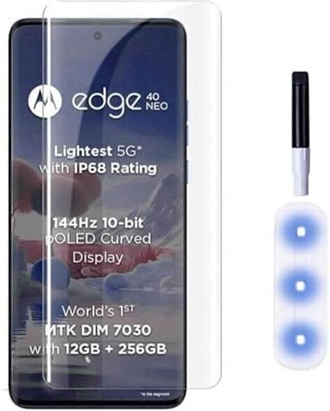 YOUTH MOBI Tempered Glass Guard for Motorola Edge 40 Neo/Edge 40 / Edge 40 Pro (Transparent) UV Curved Screen Protector with Easy Installation Kit
