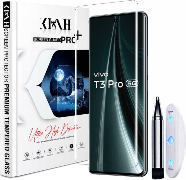 KLAH Tempered Glass Guard for Vivo T3 Pro 5G, Borderless UV Glass Protection
