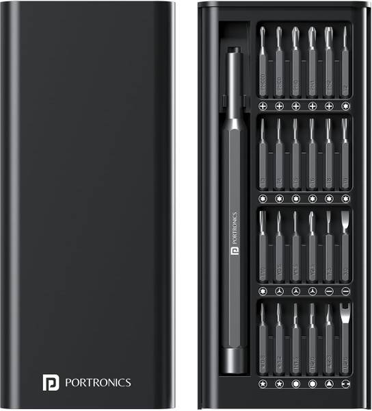 Portronics Bit Box, 24-in-1 Screwdriver Kit,Compact,Magnetic&Travel-Friendly Tool Set Offset Screwdriver Set