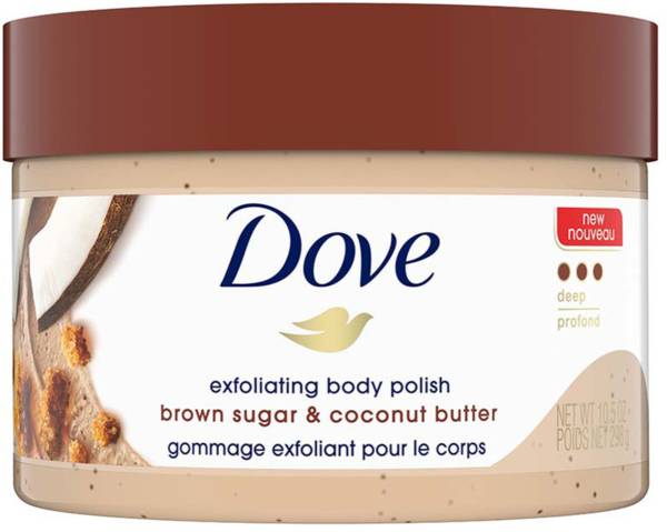 DOVE Exfoliating Body Polish Scrub Brown Sugar & Coconut Butter for Dry Skin, 298g Scrub