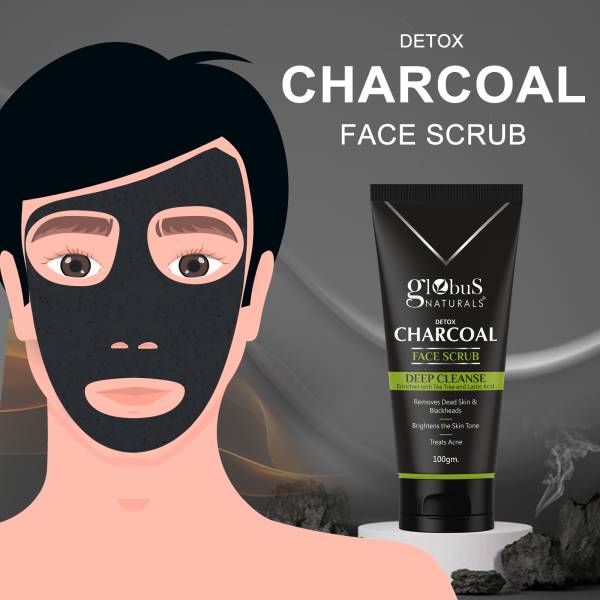 Globus Naturals Men Charcoal Face Scrub for Oily skin Scrub