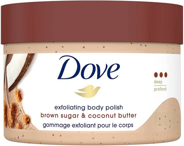DOVE Exfoliating Body Polish Scrub for Dry Skin with Brown Sugar & Coconut Butter Scrub