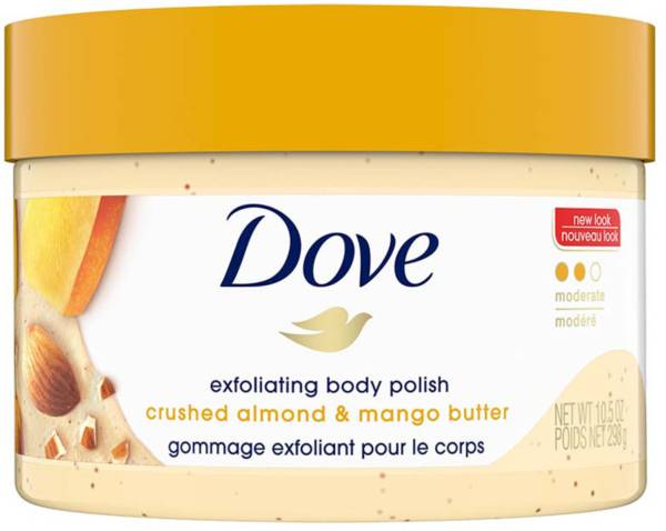 DOVE Exfoliating Body Polish Scrub Crushed Almond & Mango Butter for Dry Skin, 298g Scrub