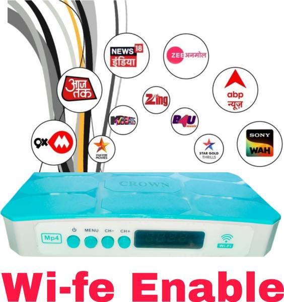 CROWN 150+ Tv Free Channels [Also with Wifi for YouTube Access] Full HD Set Top Box Media Streaming Device
