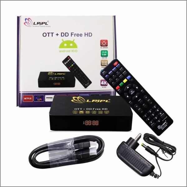 LRIPL OTT + S2 DD Free Dish Smart Hybrid Box based on Android 11| 2GB RAM, 32GB ROM 4K Media Streaming Device