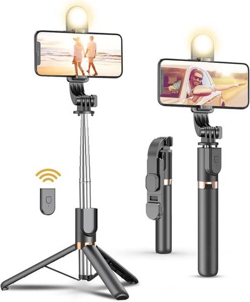 Nexanum R1S BLUETOOTH SELFIE STICK WITH LED LIGHTS AND REMOTE CONTROLLER Bluetooth Selfie Stick